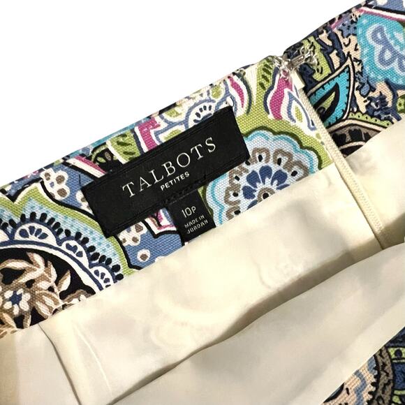 Talbots Petites Paisley Multicolor Straight Pencil Mini Skirt Size 10P Colorful - Picture 3 of 10